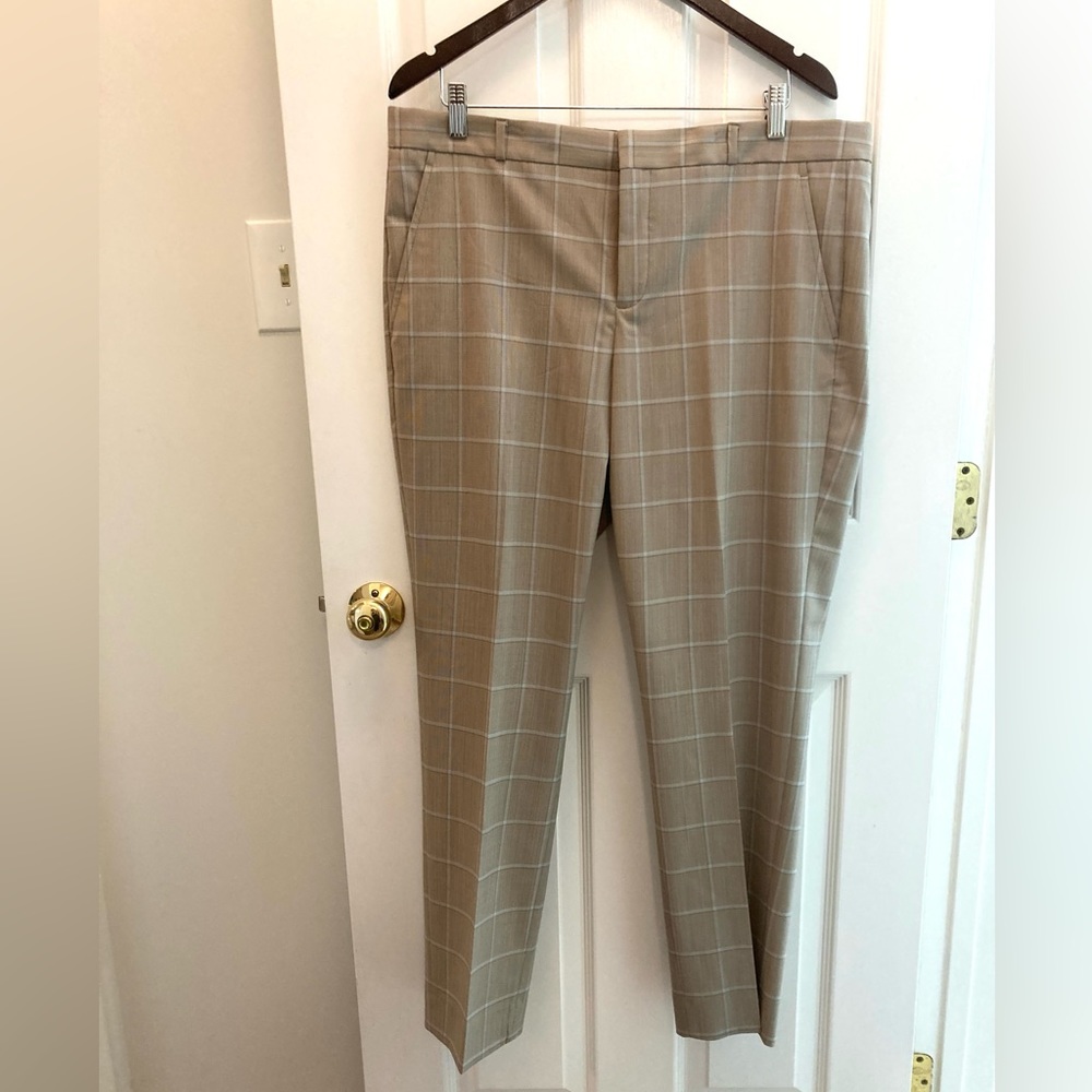 Banana Republic tan plaid wool blend trouser size 14